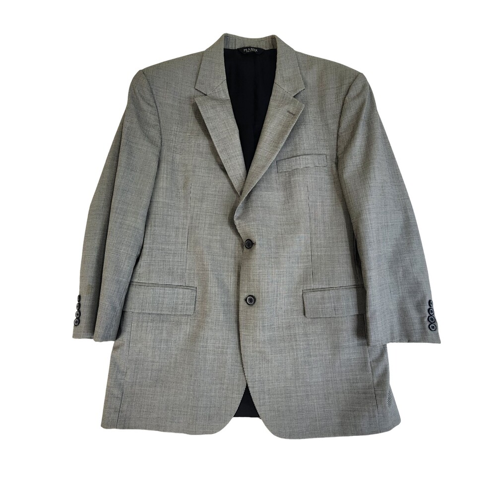 Joseph A Bank Sport Coat Blazer 100% Wool 44 Black / White Small Check #1385